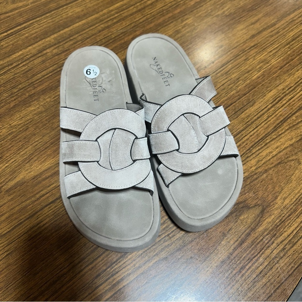 NAKED FEET women's market platform sandals in greige 6.5 - Picture 2 of 5